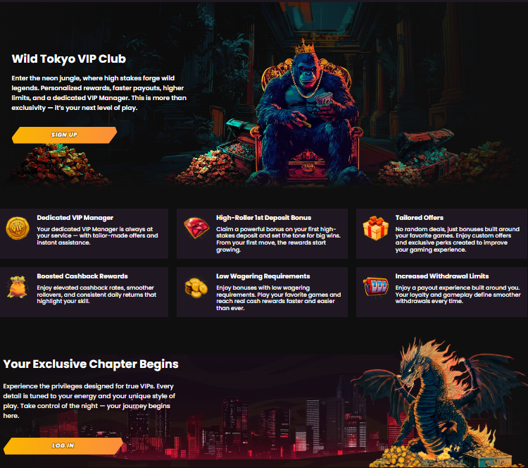 Wild Tokyo VIP Club und Auszahlung